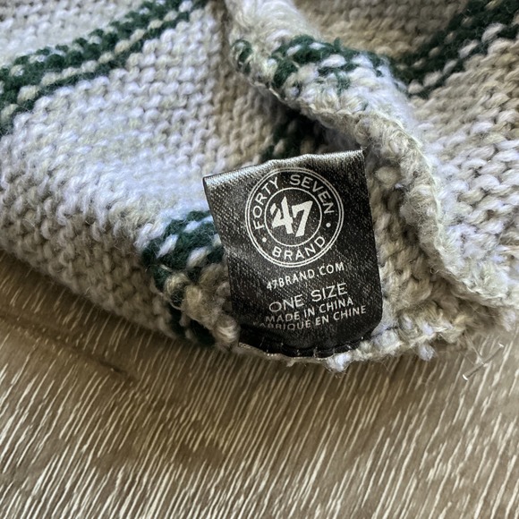 Milwaukee Bucks NBA Knit Beanie Hat Green Gray Tan Stripes One Size - Picture 5 of 7